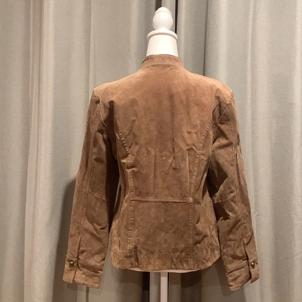 A.M.I Light Brown 100% Leather Jacket Size Large - Picture 3 of 16